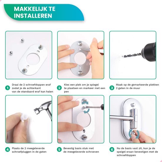 Miroir de maquillage avec éclairage LED - grossissement 5X - Miroir de rasage