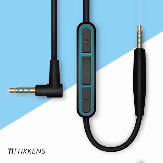 TIKKENS® Câble audio - Prise 2,5 mm vers prise 3,5 mm - Noir - 1,35 m - Aux - Microphone - Convient pour Bose Quietcomfort 25/35, Apple - Casque supra-auriculaire - Câble d'extension