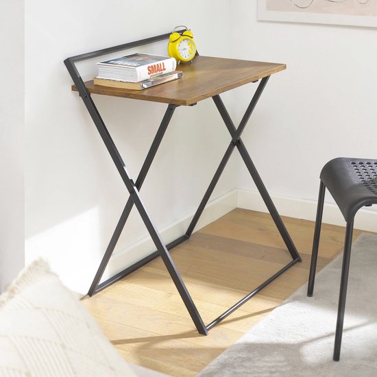 Mara Bureau pliable - Bureau d'ordinateur - Table d'étude - Portable - MDF - Marron - 63 x 45 x 77 cm