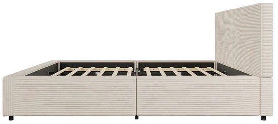 Lit rembourré Salerno - velours côtelé - 180x200cm - Beige
