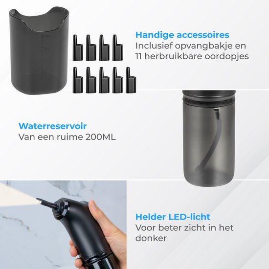 Nuvance Nettoyeur d'oreilles électrique - Extracteur de cérumen - Spray auriculaire - 9 bouchons d'oreilles - Nettoyage d'oreilles - Nettoyeur d'oreilles