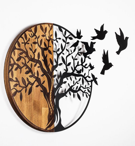 Décoration intérieure - Accessoire mural décoratif en bois noyer noir - Bel accessoire de maison - Dimensions 92x3x71cm