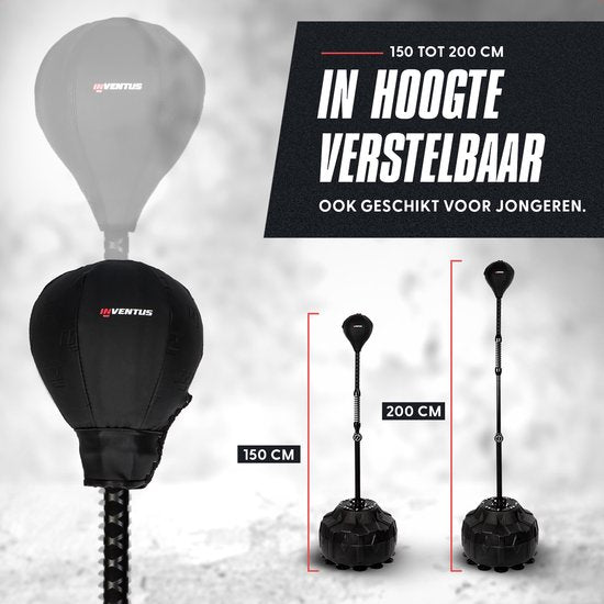 Inventus Extreme Reflex Boxing Pole V2 - Cobra Boxing Ball - Machine de boxe - Boxe et entraînement - Debout / Adultes - Réglable de 150 à 200 cm