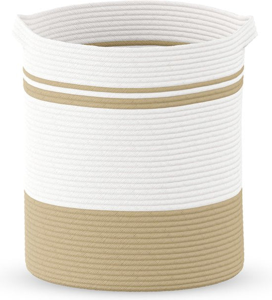 Panier à linge Organess - Trieur de linge - Pliable - 80L - Coton - Blanc & Marron