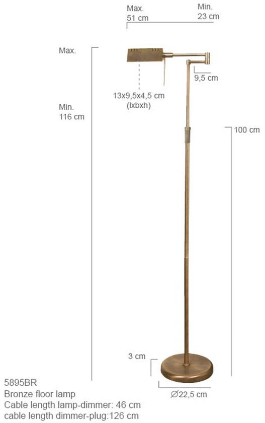 Lampadaire salon Mexlite Karl - Bronze (copie)