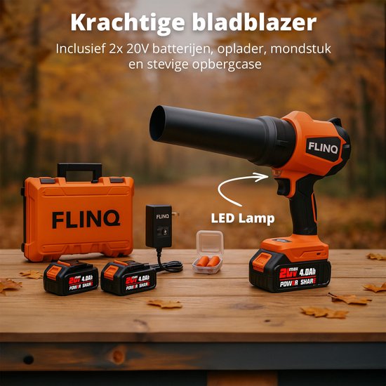FlinQ Hand Blower Premium - Souffleur de feuilles sans fil avec batterie - Multi purpose - Borseless Motor - incl 2 batteries & ear protectors