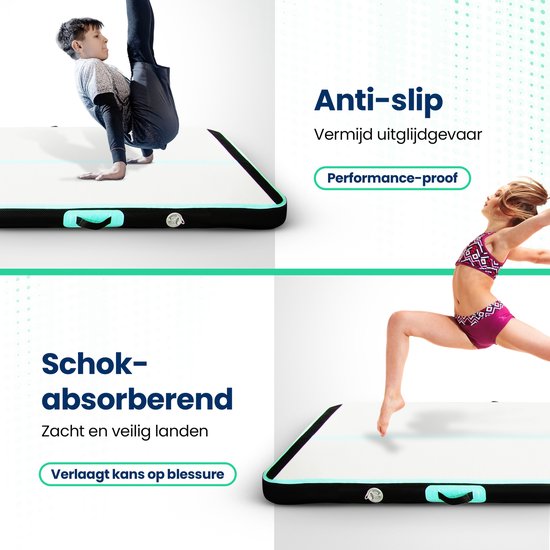 Flipflex Airtrack - Tapis de gymnastique - 3 mètres - 10cm d'épaisseur - tapis de gymnastique - avec mini-tour 600W - avec sac de transport de luxe - Gymnastique