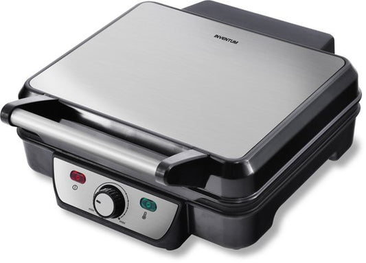 Inventum CG618 - Gril de contact - Gril de table - Surface de gril 28 x 23 cm - Sans PFAS - Revêtement antiadhésif - 1800 watts - acier inoxydable/noir