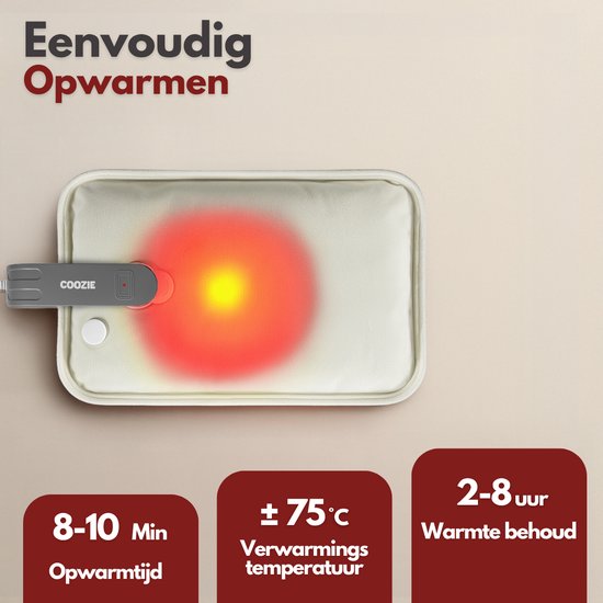 Carafe électrique Coozie - 1L - avec manchon en peluche ThermoSoft - Carafe d'eau chaude chauffante et douce - Carafe chaude - Beige