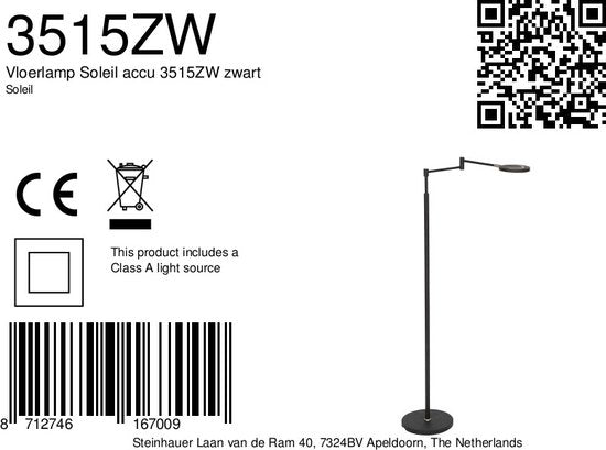 Steinhauer lampadaire Soleil - noir - luminium - 3515ZW