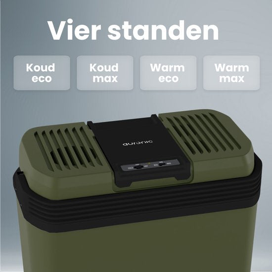 Auronic Coolbox électrique 12V et 230V - 20L - Réfrigérateur de camping - Voiture - Refroidissement et chauffage - Frigobox - Vert