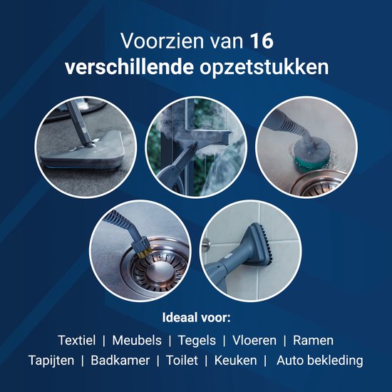 Techweise 16-in-1 Steam Cleaner - 45 minutes de vapeur - 4 bars - Nettoyeur de tapis - Machine à nettoyer - Nettoyeur de taches