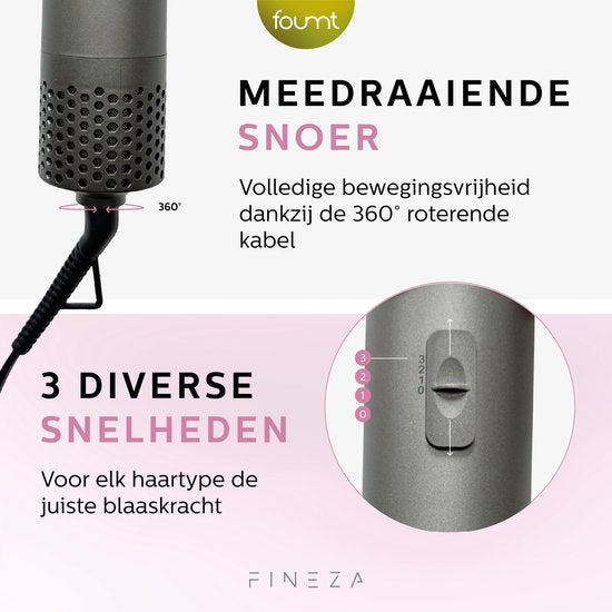 Fer à Boucler - Fineza - 5 en 1 Multi Styler - Brosse Soufflante - Cheveux Courts & Longs - Rose