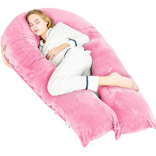 Avalo Oreiller de grossesse XXL 280 cm - Oreiller de sommeil latéral en forme de U - Oreiller ergonomique pour le corps - Oreiller d'allaitement & Oreiller pour le corps pour les femmes enceintes - Rose
