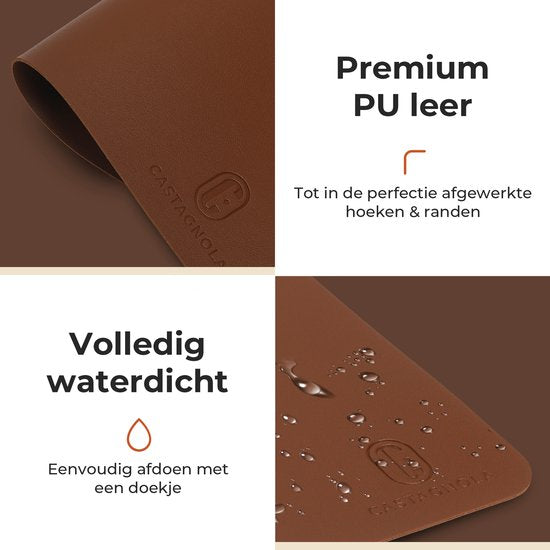 Sets de table Castagnola aspect cuir - Sets de table antidérapants en cuir artificiel - Sous-verre hydrofuge - Sous-verre - 6 pièces - 45 x 30 cm - Marron