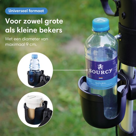 Safe Age® universal Cup Holder & Phone Holder - pour rollator, fauteuil roulant, landau et autres