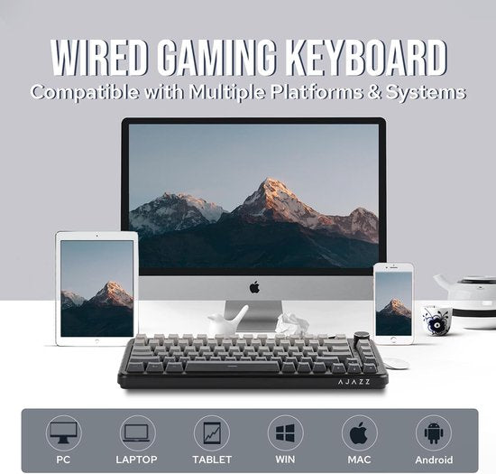 Ajazz AK820 MAX HE - 75% Wired RGB Gaming Keyboard - Hall Effect Rapid Trigger Mechanical Keyboards - Side Printed Keys - Gasket - Hot Swap - 8K Hz Polling Rate - QWERTY Keyboards - 82 Keys - Gradient Grey