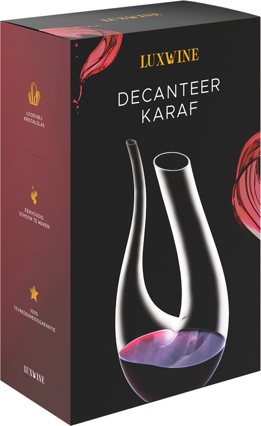 Luxwine® - Carafe à décanter - Carafe à vin - 1,5L -Incl. 1000 perles de nettoyage - Carafe à décanter - Carafe à vin