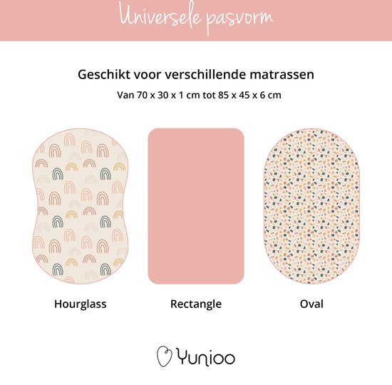 Yunioo Drap berceau universel │ Drap housse bébé pour landau, panier à langer et panier mosaïque │ Housse de matelas à langer │ Cadeau de maternité baby shower │ 3 packs │40x80 cm élastiqué.