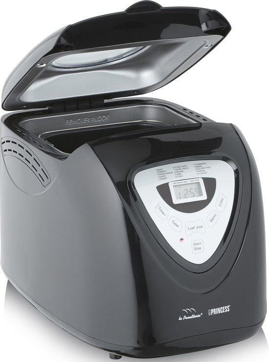 Princess Breadmaker 152009 - Minuteur - Affichage digital - 15 programmes de cuisson - Programme sans gluten - 900 Gr - 600 Watt - Noir/Argent