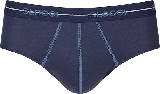 Sloggi Start Midi 2-Pack Briefs - Hommes - Coton/Elastane - Taille régulière - Bande élastique - Bleu/Multi - Taille M