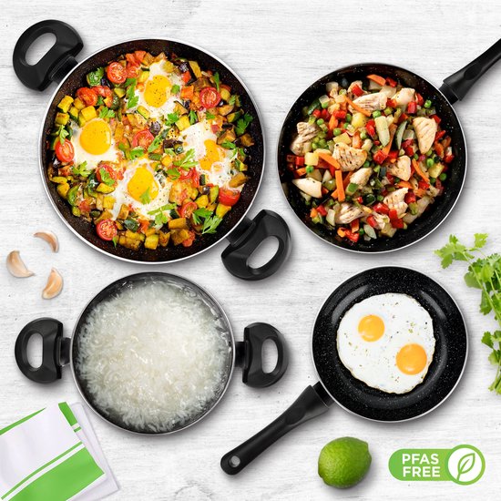 CeraFusion Ceramic Pan Set 6-piece - Poêles à frire et casseroles 20, 24 cm - Poêle à frire - Set de poêles - Poêles à induction - Poêle - Sans PFAS