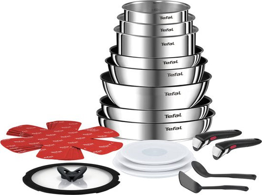 Tefal Ingenio Emotion - Batterie de casseroles - 20 pièces - Induction - Empilable - Poignée amovible - Gain de place