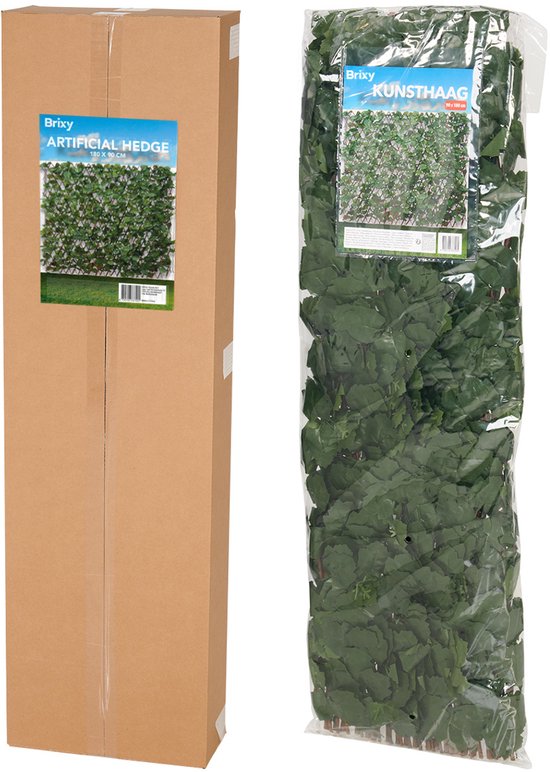 Brixy Haie Artificielle Solaire - Led - Extensible - 180 x 90 cm - Lierre artificiel - Plantes artificielles d'extérieur et d'intérieur - Imitation Plante - Lierre artificiel - Extensible - Luminaires - Eclairage
