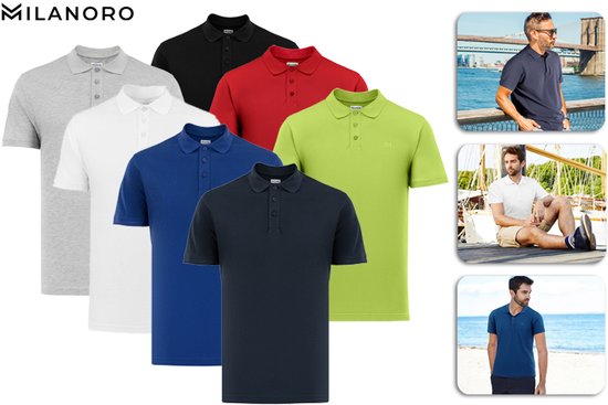 Milanoro - 2XL - Polo - Homme - Bleu marine