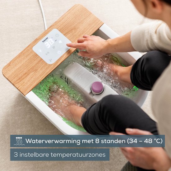 Beurer FB 65 Bain de pieds électrique - Massage des pieds - Massage par vibrations et bulles - Aromathérapie - Infrarouge - Eclairage d'ambiance LED - Chauffage - Champs magnétiques - Rouleaux réflexes pour les pieds - 3 accessoires de pédicure - Jusqu'à