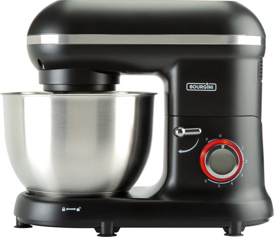 Bourgini Classic Kitchen Chef Robot de cuisine - 4.5L Bol de mixage - Mixeur de cuisine - Robot de cuisine - 1300W- Noir