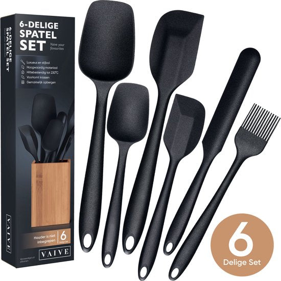 VAIVE Spatule 6 pièces - Spatule en silicone - Set de spatules - Ustensiles de cuisine - Spatule à poêle - Spatule à pâtisserie - Spatule à casserole