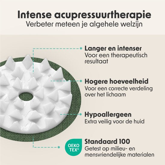 LifeGoods Acupressure Mat Eco - Set complet - oreiller / sac de transport / 2x Trigger Point Ball - Shakti mat - Nail Mat - 72x43x2cm - Vert/Blanc