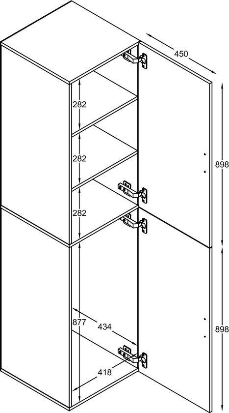 Armoire étroite haute - étagères et penderie - blanc
