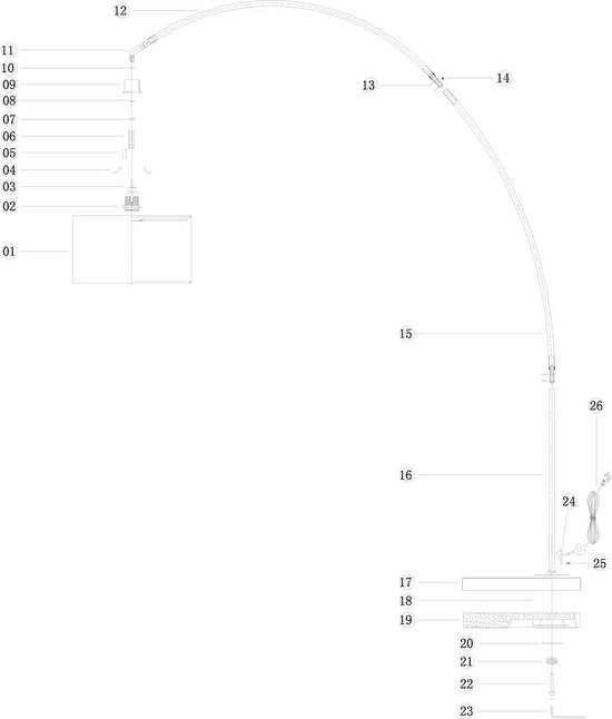 Mexlite Lampe à arc Solva Metal Grey