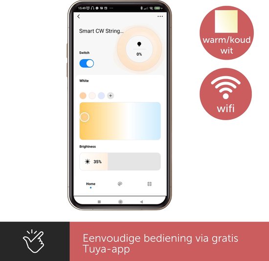 Pendule Vellight Smart LED avec Tuya App, 15 m, blanc chaud à blanc froid, lumière continue