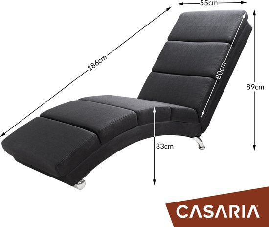 Casaria Recliner London - Chaise longue chromée - Anthracite