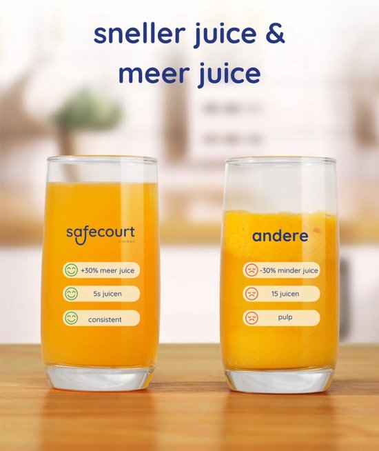 Safecourt Kitchen Juice Extractor - Extracteur de jus pour fruits et légumes - Grande ouverture de remplissage - 3 vitesses - 1200 watts