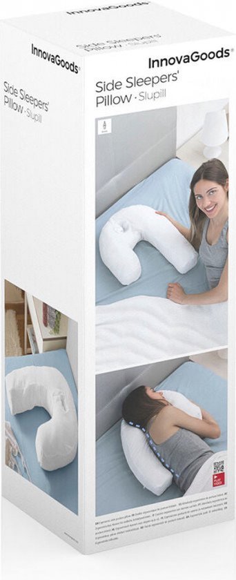 InnovaGoods Oreiller Relax Sleep - Oreiller ergonomique pour le corps - Oreiller en forme de U pour le sommeil latéral - 60% Polyester - Blanc