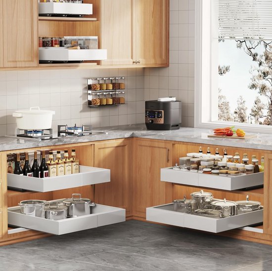 Posity Tiroir coulissant - Organisateur de meuble de cuisine - Organisateur de meuble/tiroir d'évier - tiroir intérieur de cuisine - Extensible et ajustable (43-67 cm) - Télescopique - Blanc