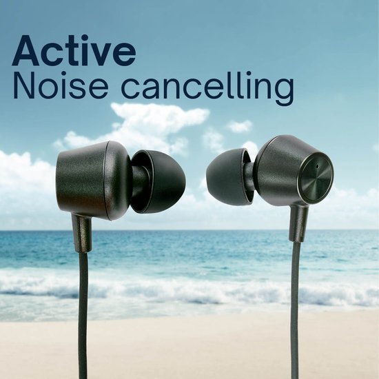 Grundig Earbuds with wire USB C - In-Ear Earbuds with Wire 120cm - Earbuds with Microphone - Adapté à iPhone, Samsung et Tablet - Active Noise Cancellation - Black