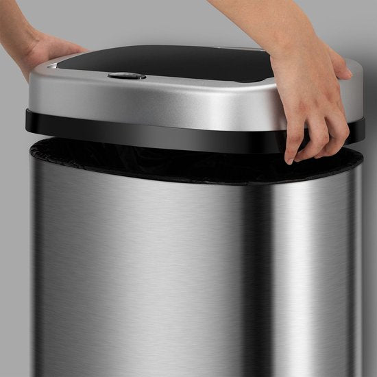 Poubelle automatique / Poubelle à déchets / Poubelle à détecteur - 50 litres - Argenté - Rectangle