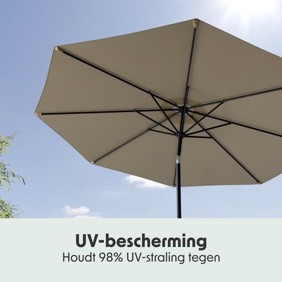 LifeGoods Parasol - Jardin - Ø300 cm - 30° inclinable - Imperméable - UPF50+ - Taupe