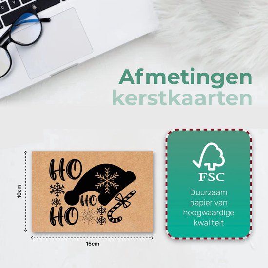 Giftmas Christmas Collection - Set de cartes de vœux et de cartes de Noël - 36 cartes de vœux avec 12 motifs - Enveloppes et autocollants inclus - Set de cartes en papier kraft pour les fêtes - 20x15cm