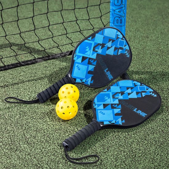 Set de Pickleball Baseline - Filet, 2 pagaies et 2 balles inclus - Battes en bois - Filet de 2,4 mètres