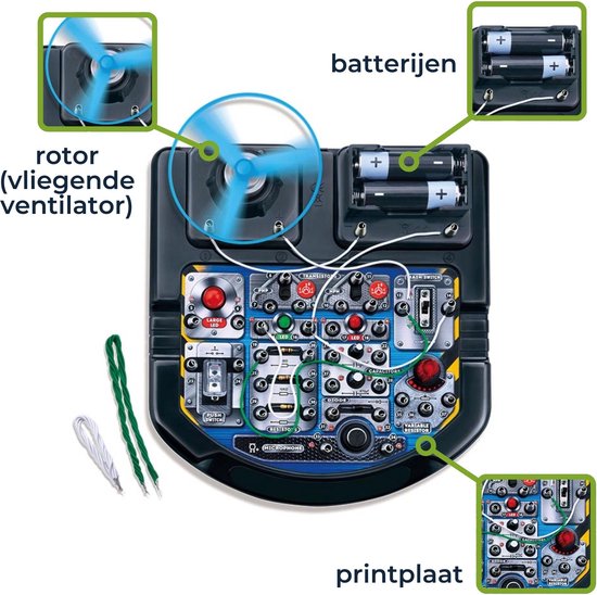 Velleman Kit de projet électronique pour les enfants de 8 ans et plus, explore les bases de l'électronique avec 18 expériences passionnantes, éducatives et interactives, LED, ventilateur et son.