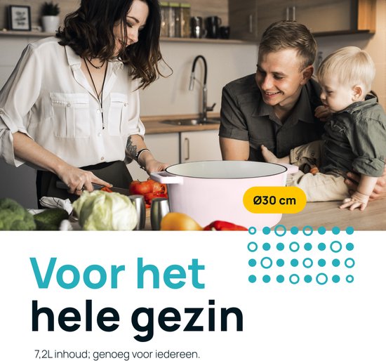 MOA Casserole en fonte - 7,2L - Pour toutes les sources de chaleur y compris l'induction - Avec couvercle - Ø 30cm - Revêtement antiadhésif - Lilas