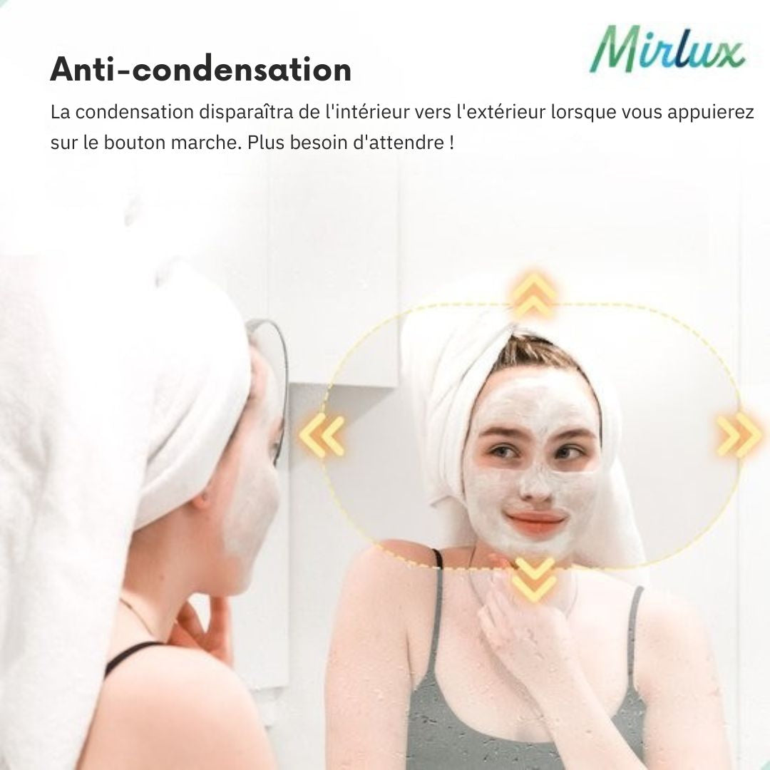 Miroir de salle de bain - Mirlux - avec éclairage LED et chauffage - rectangulaire - anti-condensation - 80x60CM