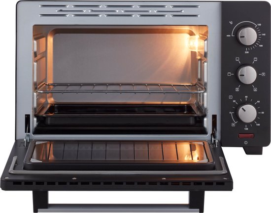 Tomado TEO3000B - Four posable - 30 litres - 1600 watts - Air chaud - 3 niveaux d'encastrement - Noir
