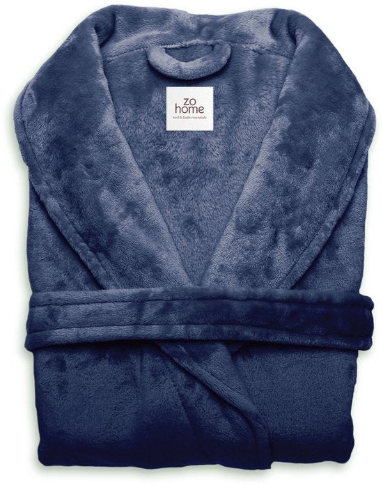 Zohome Peignoir Cara - robe de chambre pour femmes et hommes - M - Manteau du matin - Convient pour le sauna - Bleu indigo